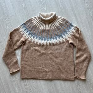 J Crew Flawed Fair Isle Turtleneck Sweater Supersoft Sz S Merino Wool Blend FLAW